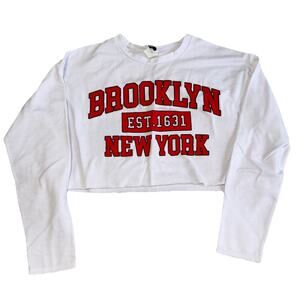 Brooklyn NY Crop Top – Casual Streetwear Graphic Sweatshirt
